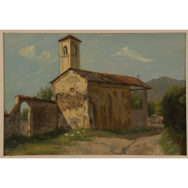 Mid-Century Modern Mid-Century Italian Oil on Canvas Landscape For Sale - Image 3 of 9