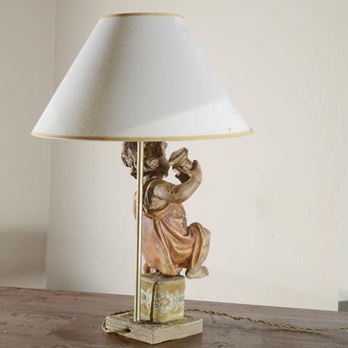 Wooden Angel Cherub Lamp For Sale - Image 5 of 8