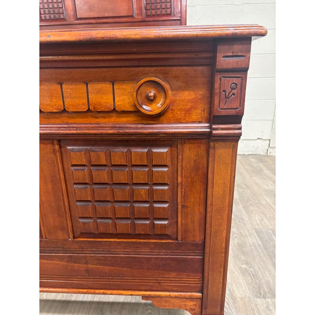 Antique Full Size Late 19th Century Victorian Eastlake Monumental High Back Bed For Sale - Image 9 of 12
