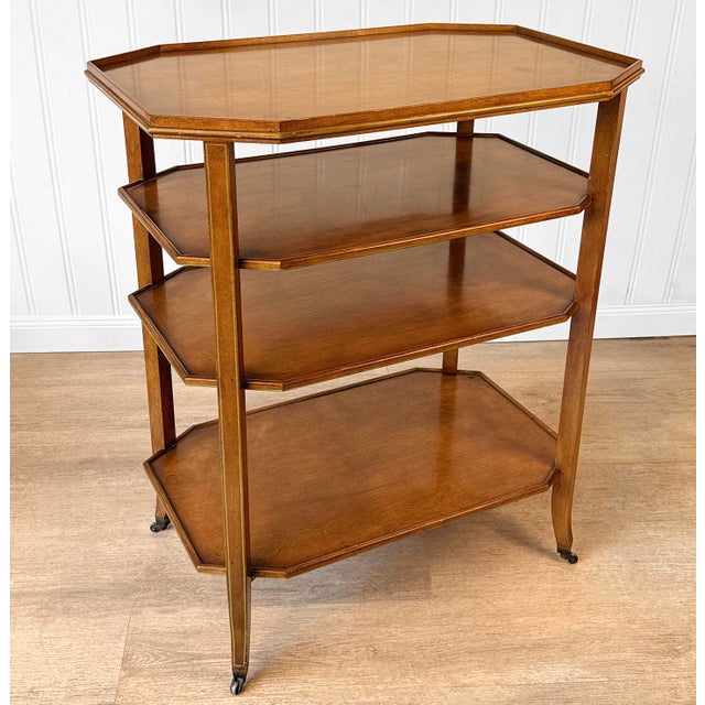 French Country Vintage French Country Octagonal 4-Tier Serving Cart Table For Sale - Image 3 of 13