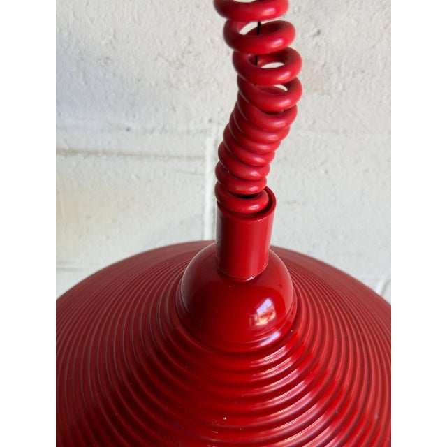 Metal Mid 20th Century Mid-Century Modern Red Adjustable Metal Pendant Ceiling Lamp For Sale - Image 7 of 10