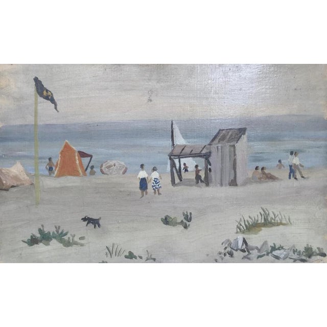 François Baboulet, The Beach, Oil on Paper mounted on Canvas For Sale - Image 6 of 7