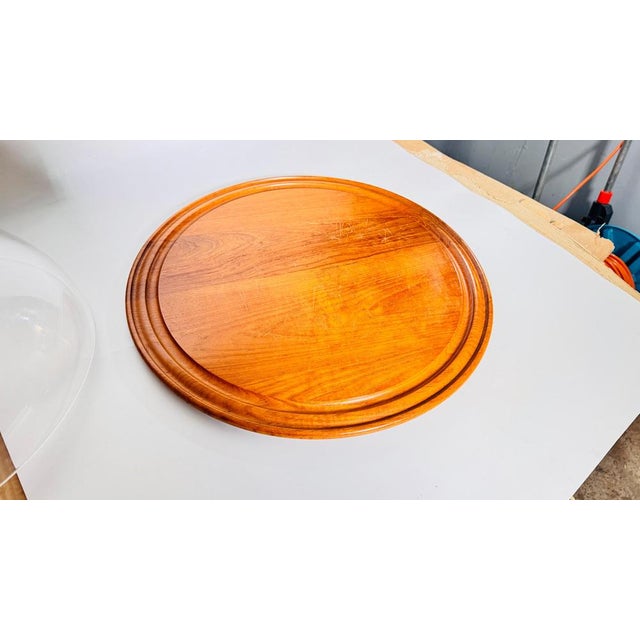 Serving Tray Cloche Plate Bell in Plastic and Wood, France, 1970s For Sale - Image 9 of 12