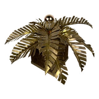 Vintage Brass Palm Table Lamp attributed to Maison Jansen, 1970s For Sale