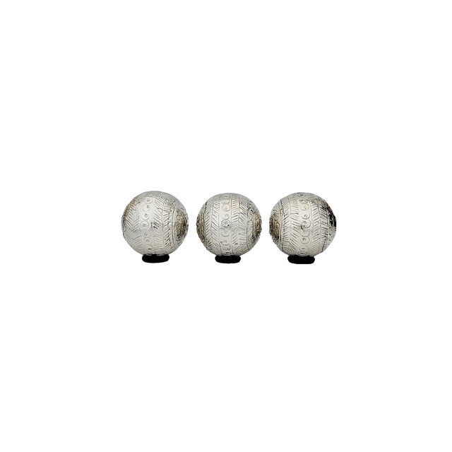 Late 19th-Century French Artisan Hand-Engraved Maillechort Pétanque Boules, Set of 3, Euc For Sale In Phoenix - Image 6 of 8