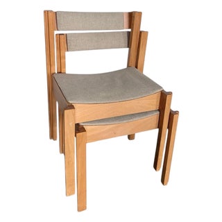 Mid-Century Stacking Dining Chairs in Beech, Set of 2 For Sale