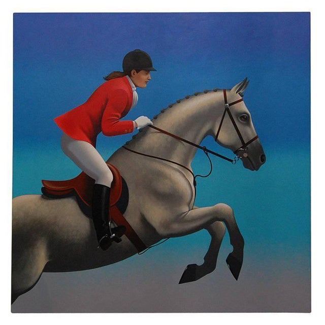 "Grand Prix" Contemporary Equestrian Acrylic Painting by Lynn Curlee For Sale - Image 4 of 4