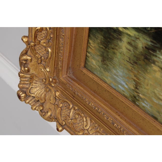 J. Bijou Artist Signed Lake Oil Painting on Canvas For Sale - Image 9 of 16