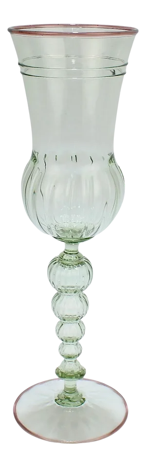 Large Signed Alan Goldfarb American Art Glass Venetian Style Glass Goblet