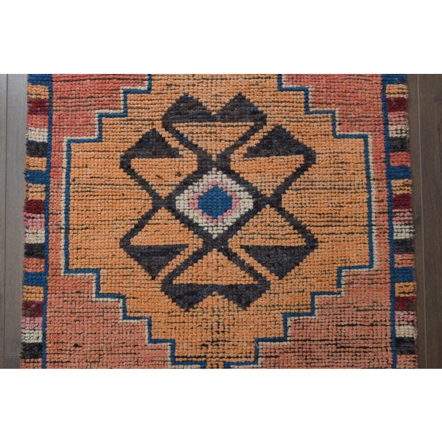 1970s Vintage Turkish Oushak Handmade Wool Cotton Pink Runner Rug For Sale - Image 9 of 11