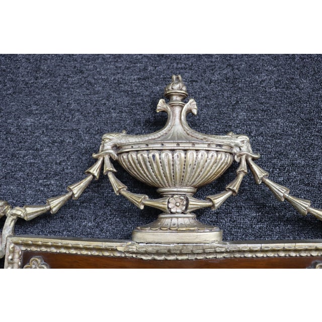 Antique Federal Style Mahogany & Silver Gilt Wall Mirror With Griffins For Sale - Image 9 of 11