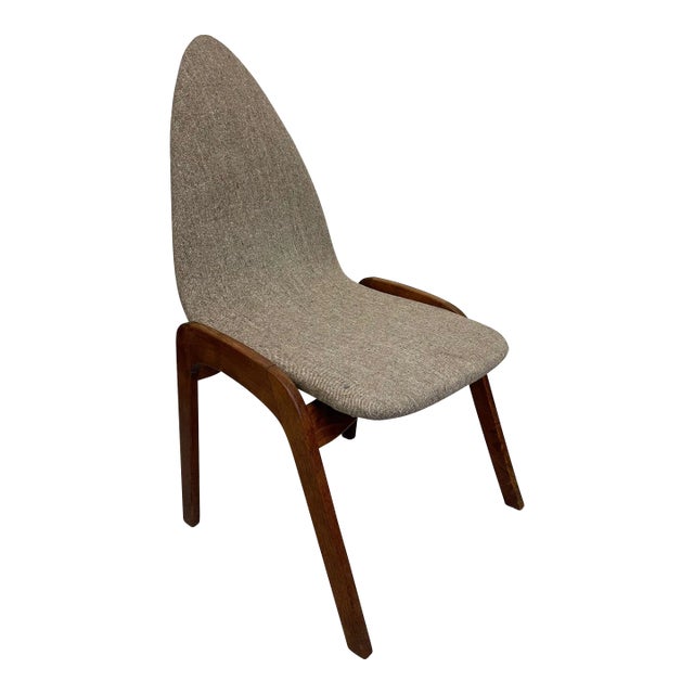 1960s Vintage Grey Upholstered Mid Century Modern Chair For Sale