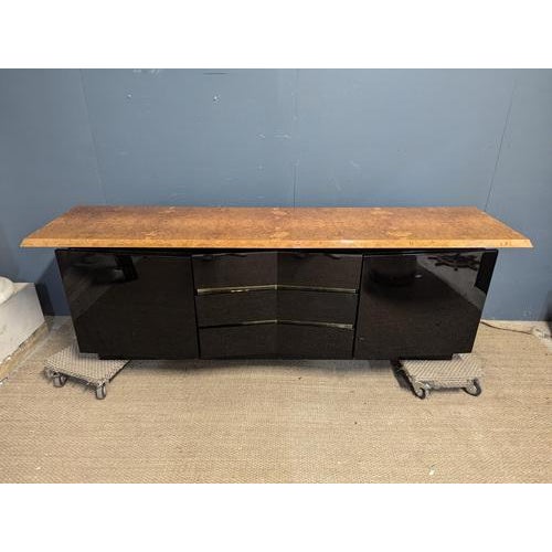 Black Lacquered Sideboard by Jean Clause Mahey, in Very Good conditions.