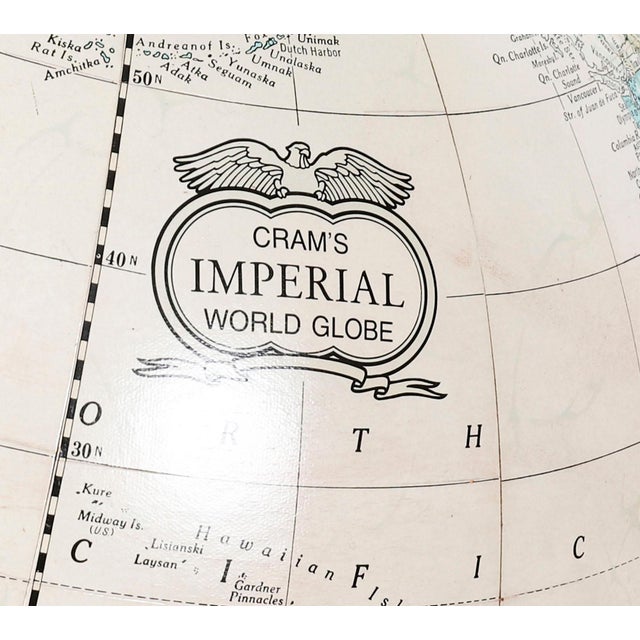 Brown Vintage Crams Imperial World Globe on Standby George F. Cram For Sale - Image 8 of 15