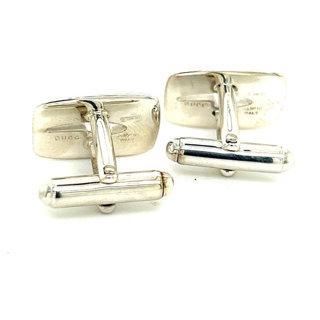 1990s 1990s Pair of Gucci Estate Mens Cufflinks Silver For Sale - Image 5 of 7