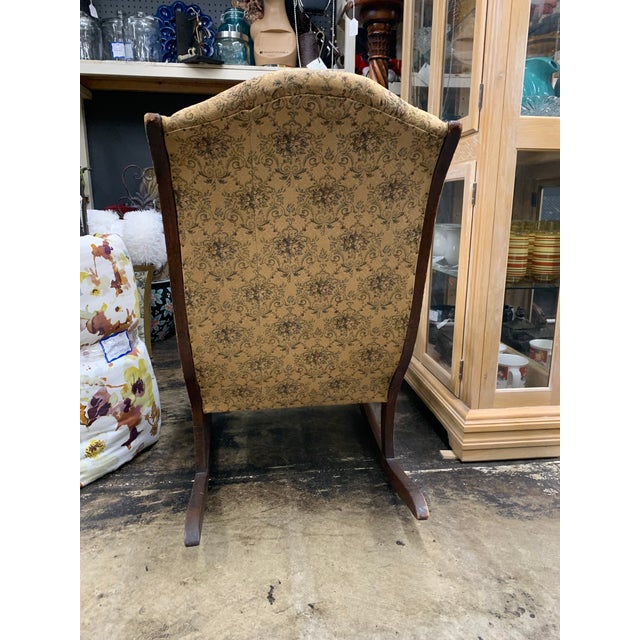 Vintage Walnut & Fabric Rocking Chair | Chairish
