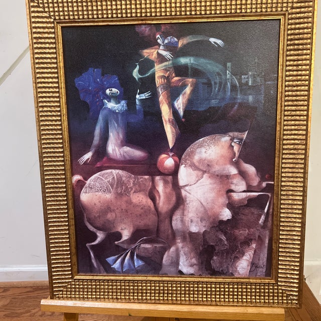 Surrealism 20th Century Surrealistic Figurative Image by Spanish Artist Josep Baques Signed Framed For Sale - Image 3 of 10