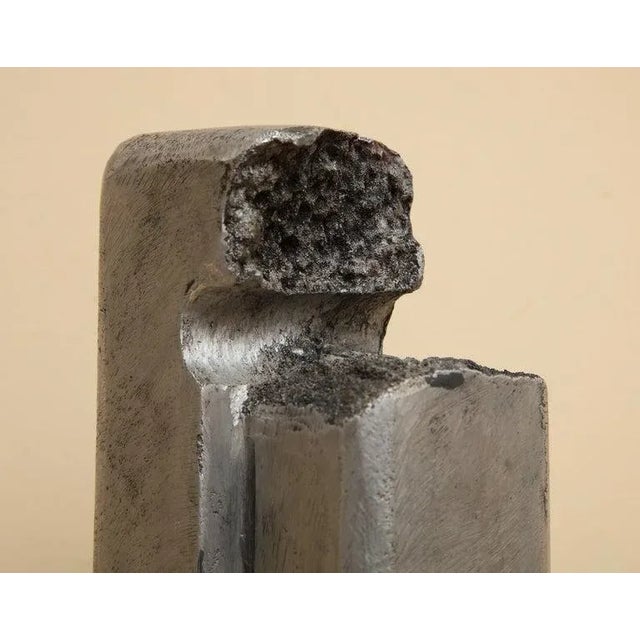 1972 "Closed Column" Contemporary Abstract, Silver Gray Aluminum Sculpture by Gerald Siciliano For Sale - Image 4 of 11
