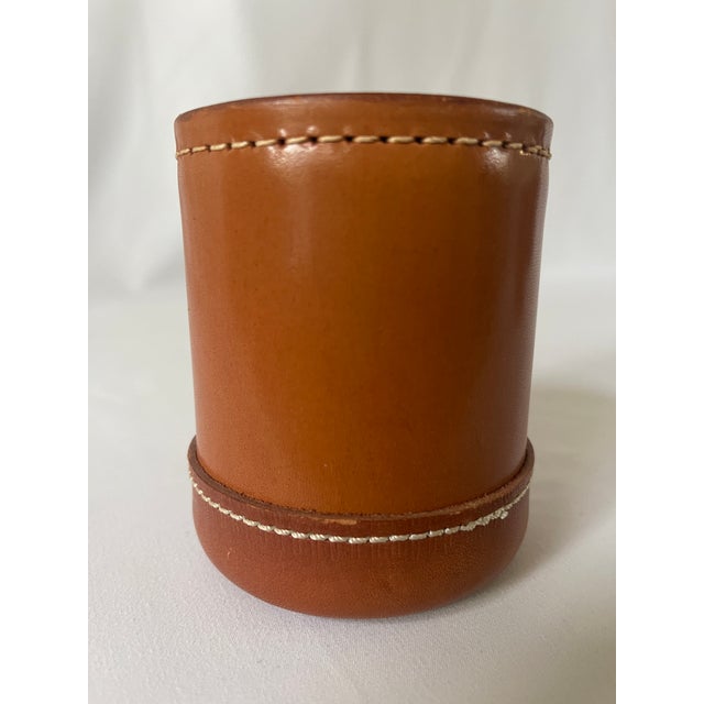 Mid-Century Modern Vintage Pair of Hand Stitched Leather Dice Cups For Sale - Image 3 of 5