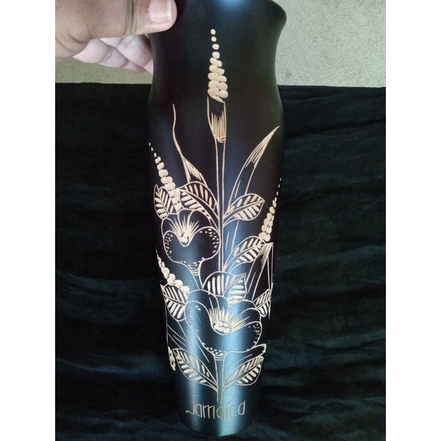 EXQUISITE Etched Ebony Wood 12" Vase Made in Jamaica This exquisite 12" vase is a true handcrafted piece made in Jamaica,...