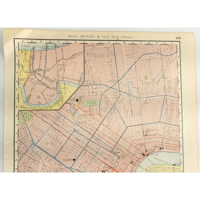 We are selling this colored lithograph print of the City of New Orleans from 1892 Rand Mcnally & Co's Atlas of the World....