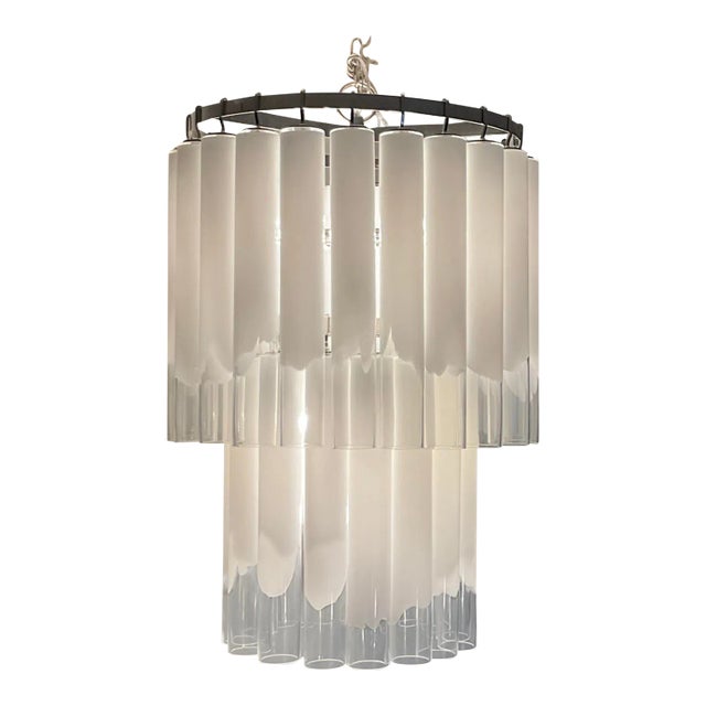 Luxury 9 - Light Tiered Drum Glass Tube Chandelier For Sale