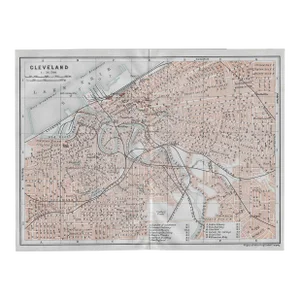 1909 Antique Map of Cleveland Ohio