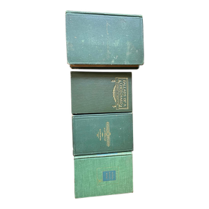Set of Four (4) Antique Green Decorative Books Pretty Old Bookstack