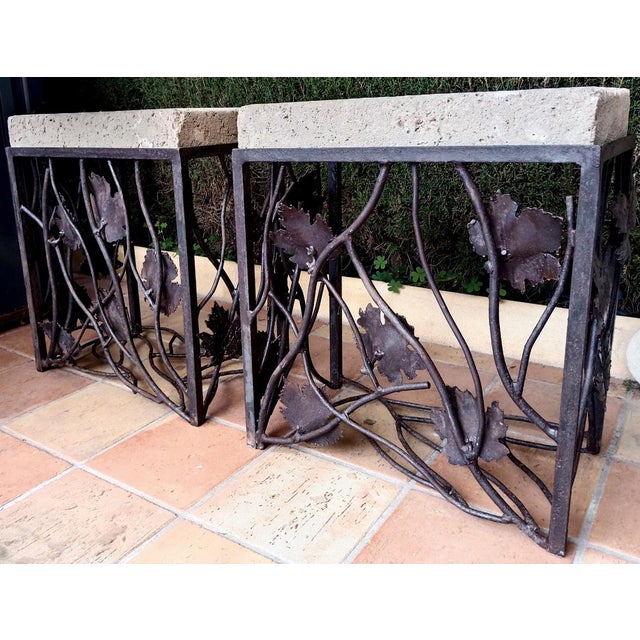 Rococo Handmade Wrought Iron Pedestals, 1960s, Set of 2 For Sale - Image 3 of 18