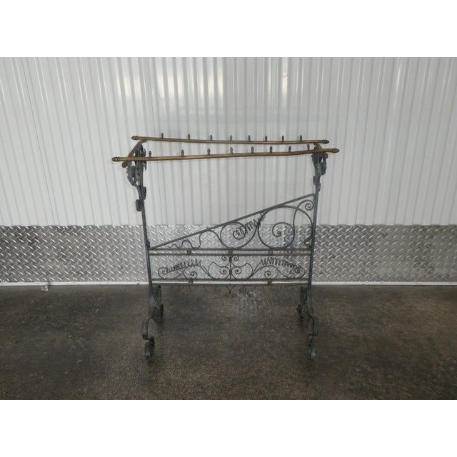 Brass 19th Century French Faux Bamboo Brass and Wrought Iron Blanket Stand For Sale - Image 8 of 8