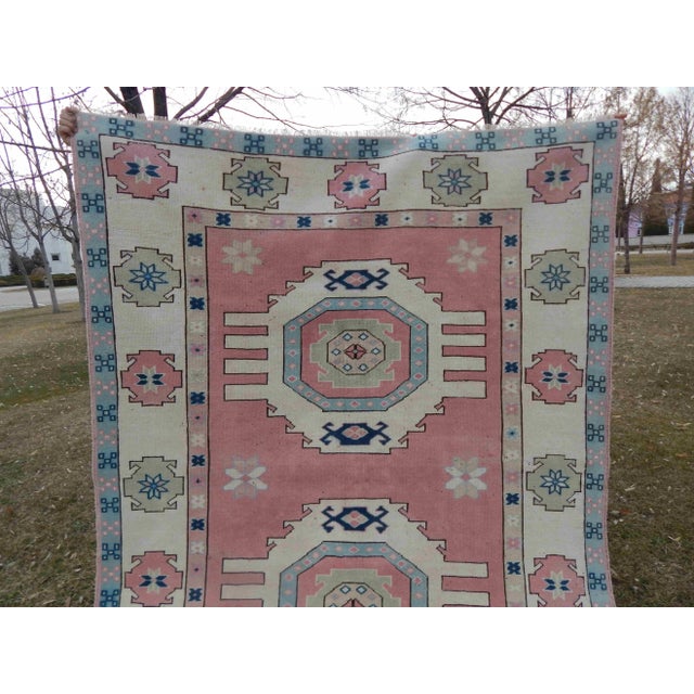 1970s Vintage Geometric Turkish Kars Rugs - 5′9″ × 7′10″ For Sale - Image 10 of 12