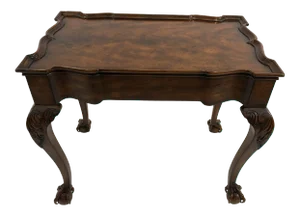 Theodore Alexander Flame Mahogany Rectangular Scalloped End or Tea Table With Claw Feet