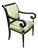 Mid Century French Style Black Lacquer Wood ArmChair W/Thai Silk For Sale