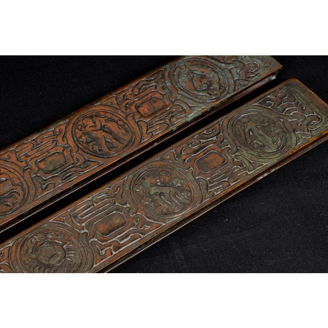 Tiffany Studios Tiffany Studios Zodiac Pattern Blotter Ends - a Pair in Bronze. Desk Accessory, Office Decorative Asccessory For Sale - Image 4 of 8