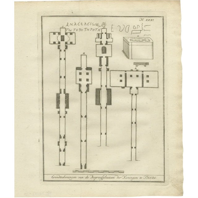 After Pococke, Tomb Plans of the Kings at Thebes Valley of the Kings Layout, Egypt, 1776, Print For Sale