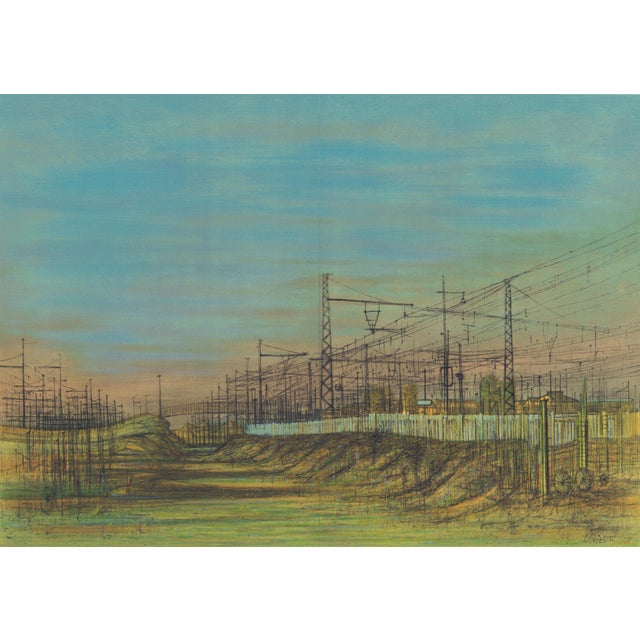 Original lithograph after the painting "Le Remblai" (The Embankment) by Jean Carzou, published in the 1959 monograph...