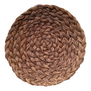 Vintage Handwoven Rattan Bowl For Sale