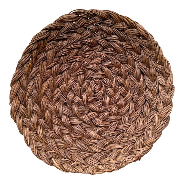 Vintage Handwoven Rattan Bowl For Sale