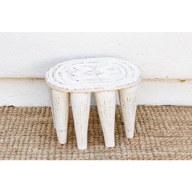 Tribal Antique White Nupe Stool For Sale - Image 3 of 7