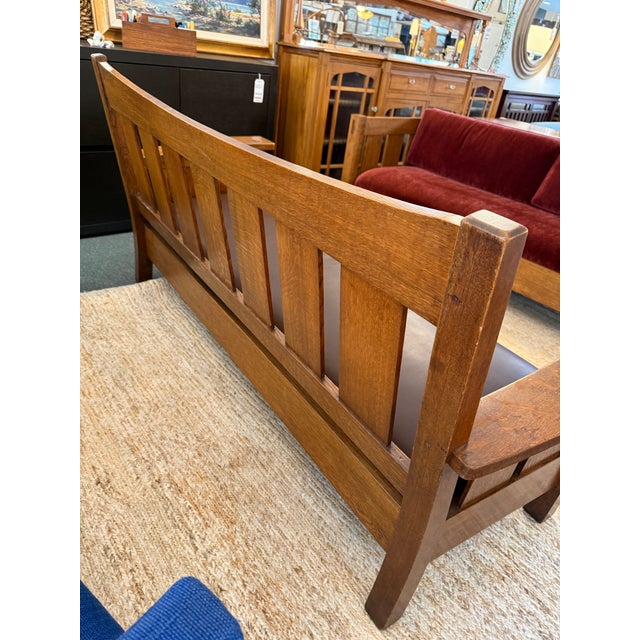 L. & J.G. Stickley, Inc. Stickley Drop Arm Settee For Sale - Image 4 of 12