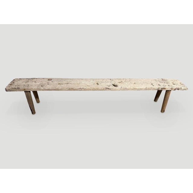 Wabi Sabi teak bench celebrating the cracks and crevices and all the other marks that time and loving use have left...