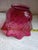 Mid-Century Fenton Style Diamond Quilted Cranberry Glass Ruffled Lamp Shade For Sale In Tampa - Image 6 of 9