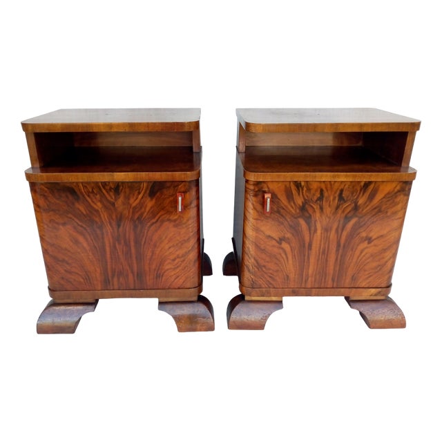 Vintage Nightstands from Up Závody, 1930s, Set of 2 For Sale