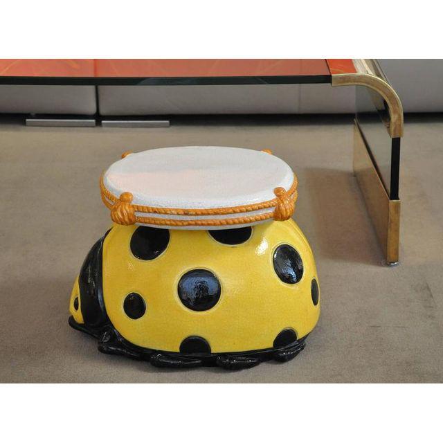 Italian Ladybug Ceramic Stool For Sale - Image 4 of 4