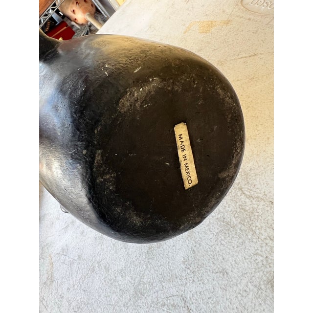 Late 20th Century Vintage Matte Black Terracotta Amphora Vase With Handles For Sale - Image 5 of 5