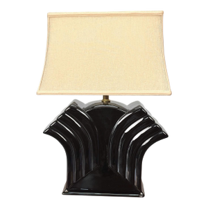 Vintage Art Deco Black Porcelain Waterfall Table Lamp
