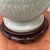 Antique Big & Heavy Celadon Glazed Crackle Porcelain Double Ear Vase Marked With Stand For Sale - Image 4 of 12