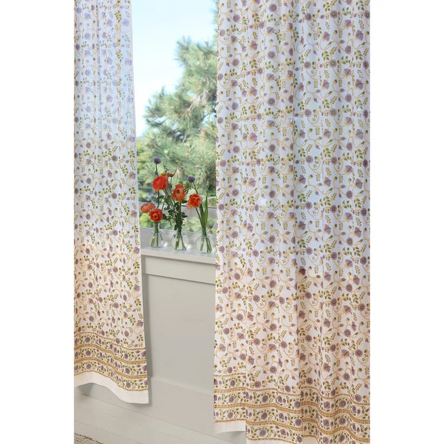 The Gina design displays a classic Indian floral vine pattern in lilac, green and gold. Made from semi-transparent white...