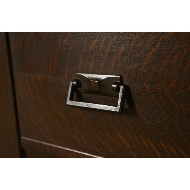 Brown Stickley Brothers Style Antique Mission Oak Arts & Crafts Sideboard Buffet or Bar Cabinet, Circa 1900 For Sale - Image 8 of 11