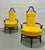 Pair - Custom Hollywood Regency High-Back Throne Chairs | Canary Yellow Velvet Upholstery – Mid Century Accent Seating For Sale - Image 9 of 15